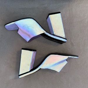 Iridescent Square Toe High Heel Mule